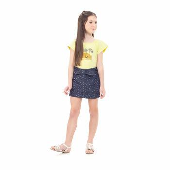 Conjunto Infantil Feminino Shorts Saia Jeans  4 ao 10   Dila    |   03740
